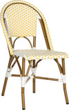 Safavieh Salcha Indoor-Outdoor French Bistro Stacking Side Chair Yellow/White/Light Brown Furniture 