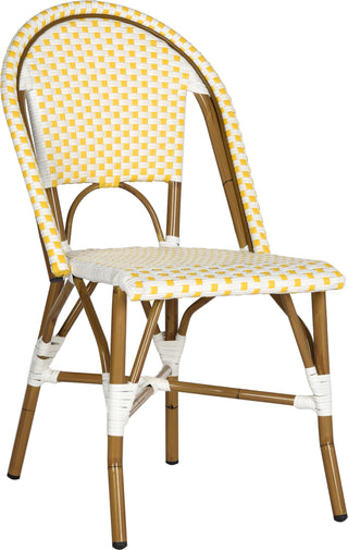 Safavieh Salcha Indoor-Outdoor French Bistro Stacking Side Chair Yellow/White/Light Brown Furniture 