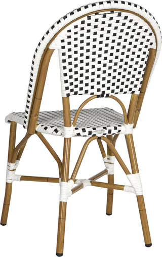 Safavieh Salcha Indoor-Outdoor French Bistro Stacking Side Chair Black/White/Light Brown Furniture 