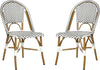 Safavieh Salcha Indoor-Outdoor French Bistro Stacking Side Chair Black/White/Light Brown Furniture 