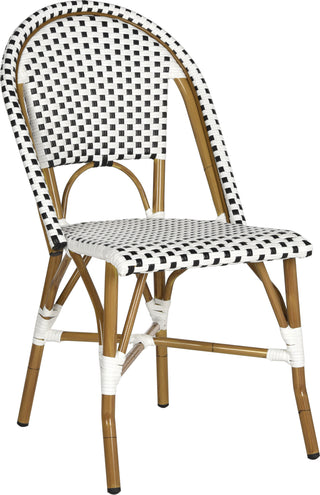 Safavieh Salcha Indoor-Outdoor French Bistro Stacking Side Chair Black/White/Light Brown Furniture 