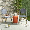 Safavieh Salcha Indoor-Outdoor French Bistro Stacking Side Chair Navy/White/Light Brown  Feature