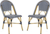 Safavieh Salcha Indoor-Outdoor French Bistro Stacking Side Chair Navy/White/Light Brown Furniture 