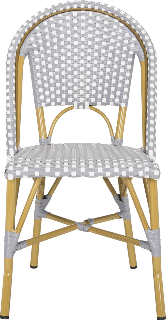 Safavieh Salcha Indoor-Outdoor French Bistro Stacking Side Chair Grey/White/Light Brown Furniture main image