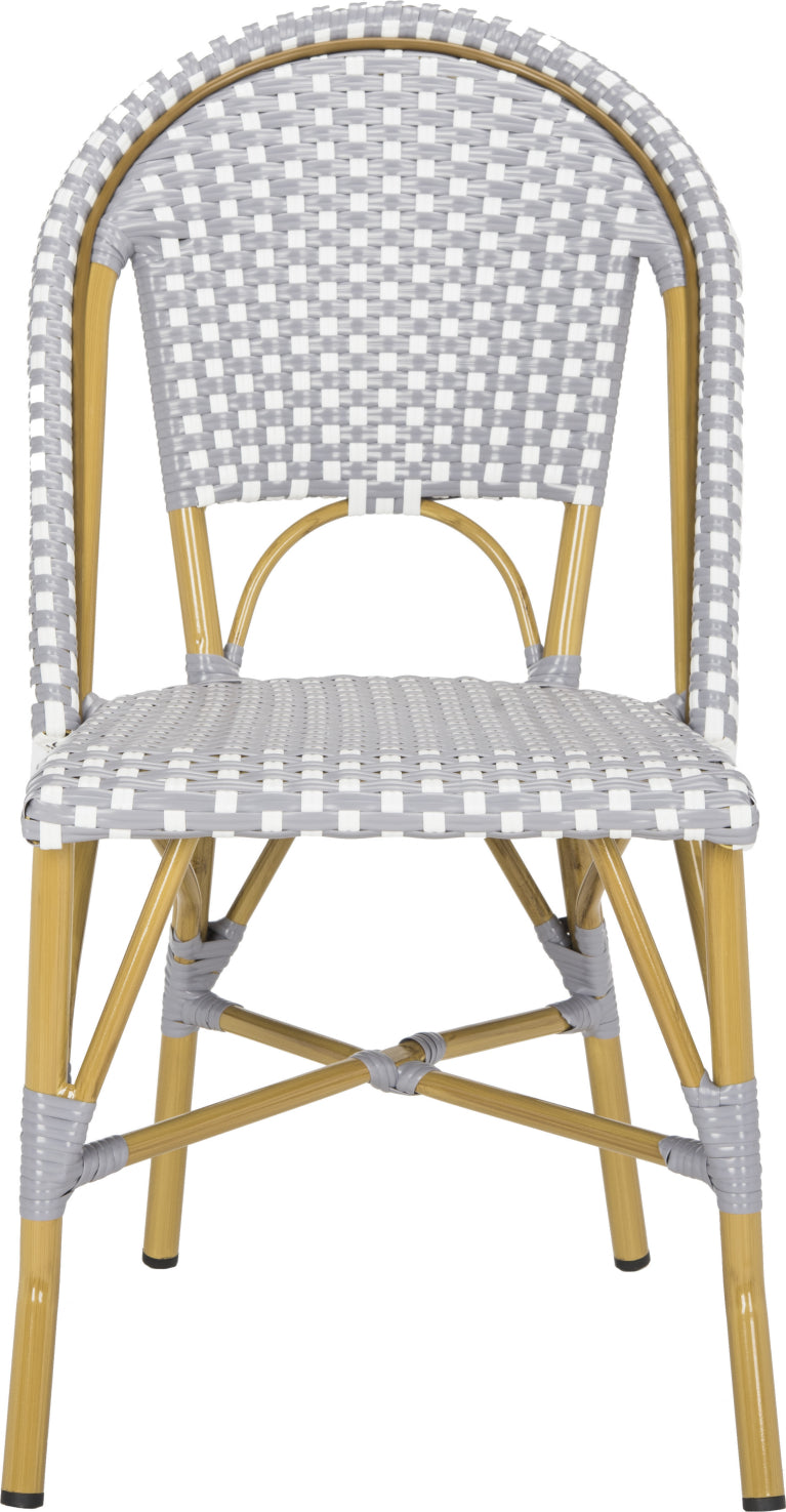 Safavieh Salcha Indoor-Outdoor French Bistro Stacking Side Chair Grey/White/Light Brown Furniture main image
