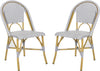 Safavieh Salcha Indoor-Outdoor French Bistro Stacking Side Chair Grey/White/Light Brown Furniture 