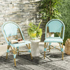 Safavieh Salcha Indoor-Outdoor French Bistro Stacking Side Chair Teal/White/Light Brown Furniture main image