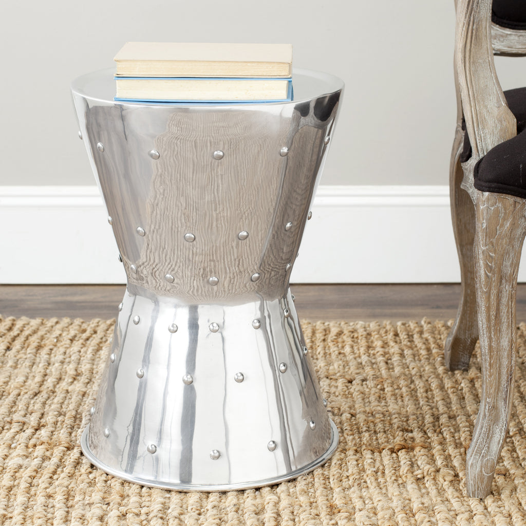 Safavieh Rivet Aluminum Stool Silver Furniture  Feature