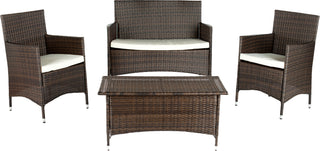 Safavieh Mojavi 4 Pc Wicker Set Brown/Cream Furniture main image