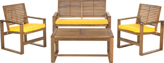 Safavieh Ozark 4 Pc Outdoor Living Set Brown/Yellow Furniture main image