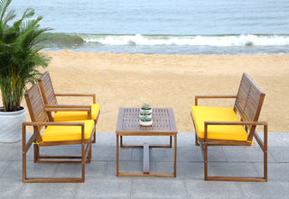 Safavieh Ozark 4 Pc Outdoor Living Set Brown/Yellow Furniture 