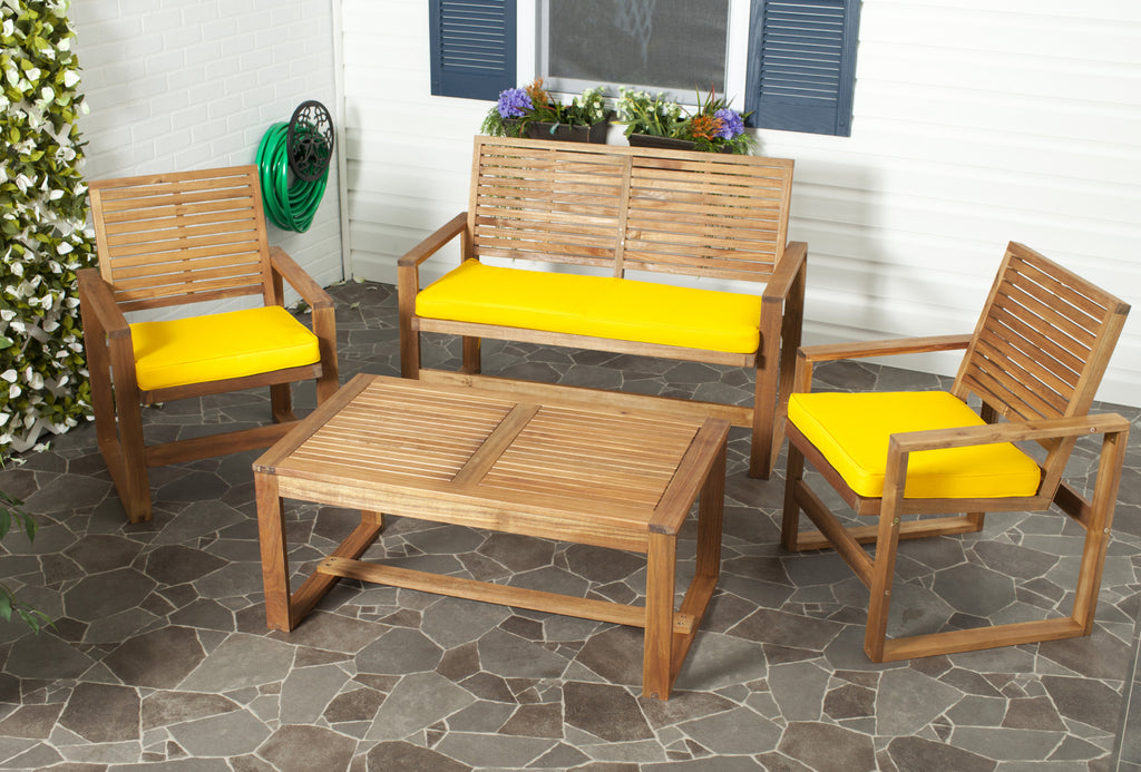 Safavieh Ozark 4 Pc Outdoor Living Set Brown/Yellow Furniture  Feature