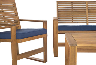 Safavieh Ozark 4 Pc Outdoor Living Set Brown/ Navy Furniture 