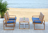 Safavieh Ozark 4 Pc Outdoor Living Set Brown/ Navy Furniture 