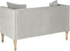 Safavieh Sarah Tufted Settee With Pillows Grey and Washed Oak Furniture 
