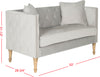 Safavieh Sarah Tufted Settee With Pillows Grey and Washed Oak Furniture 