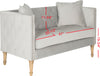 Safavieh Sarah Tufted Settee With Pillows Grey and Washed Oak Furniture 