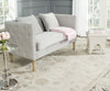 Safavieh Sarah Tufted Settee With Pillows Grey and Washed Oak Furniture 