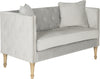 Safavieh Sarah Tufted Settee With Pillows Grey and Washed Oak Furniture 