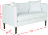 Safavieh Sarah Tufted Settee With Pillows Powder Blue and White Espresso Furniture 