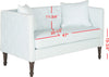 Safavieh Sarah Tufted Settee With Pillows Powder Blue and White Espresso Furniture 