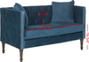 Safavieh Sarah Tufted Settee With Pillows Navy and Espresso Furniture 