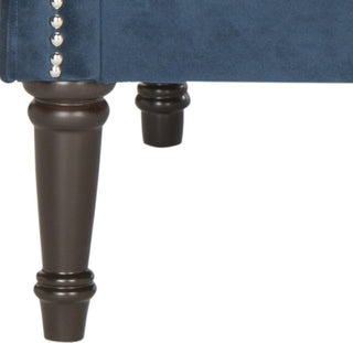 Safavieh Sarah Tufted Settee With Pillows Navy and Espresso Furniture 