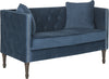 Safavieh Sarah Tufted Settee With Pillows Navy and Espresso Furniture 