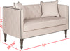 Safavieh Sarah Tufted Settee With Pillows Taupe and Black Espresso Furniture 