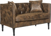Safavieh Sarah Tufted Settee With Pillows Vintage Brown and Espresso Furniture 