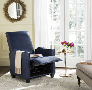 Safavieh Holden Recliner Chair Navy and Black Furniture 