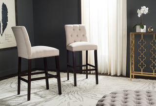 Safavieh Norah Bar Stool Beige and Espresso  Feature