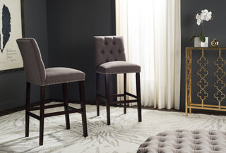 Safavieh Norah Bar Stool Dark Taupe and Espresso  Feature