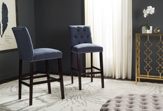 Safavieh Norah Bar Stool Navy and Espresso  Feature