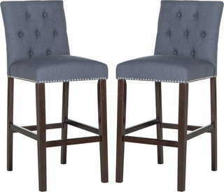 Safavieh Norah Bar Stool Navy and Espresso Furniture 