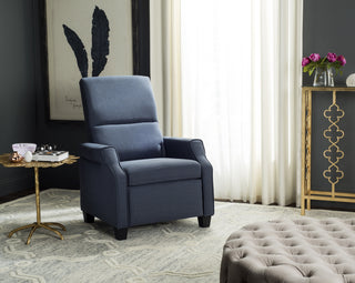 Safavieh Hamilton Recliner Chair Navy and Black Furniture 