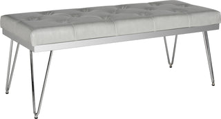 Safavieh Marcella Bench Grey and Chrome Furniture 