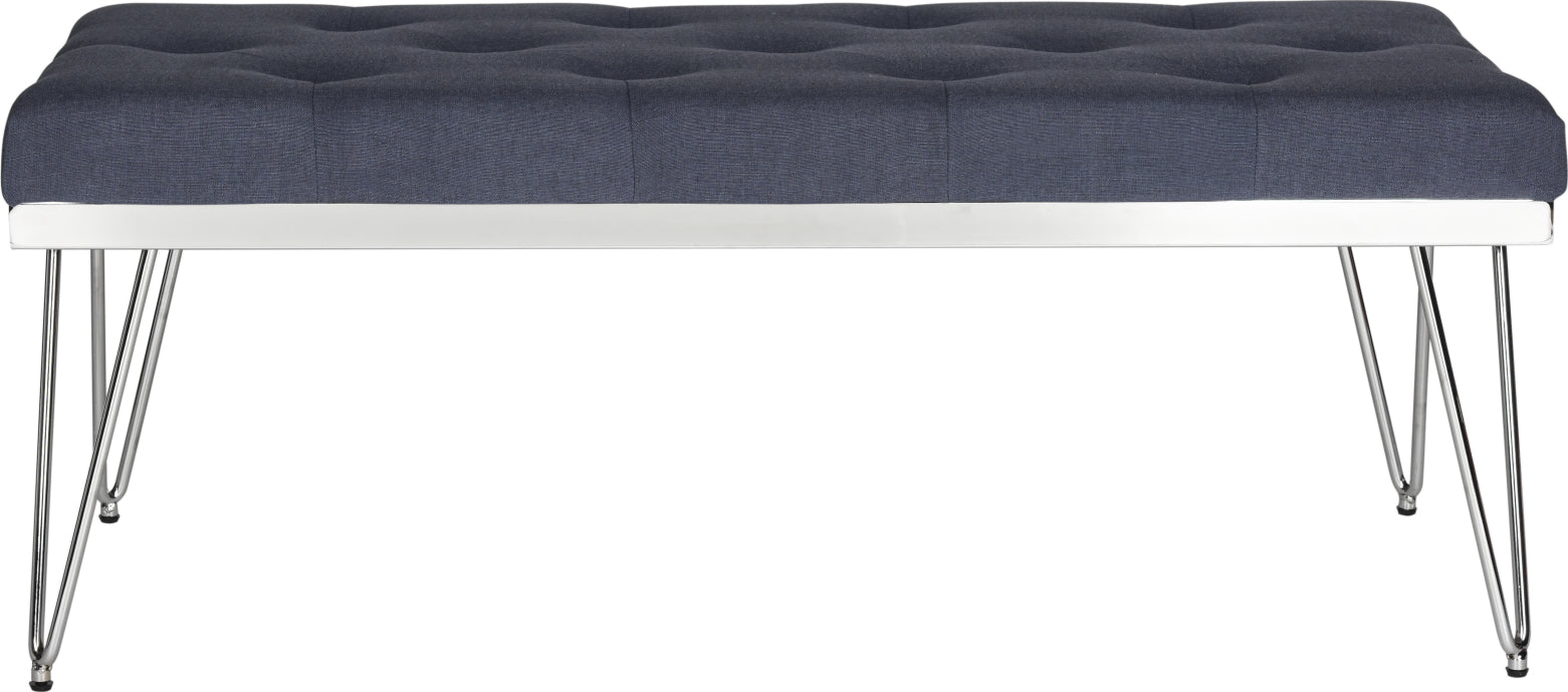 Safavieh Marcella Bench Navy and Chrome Furniture main image