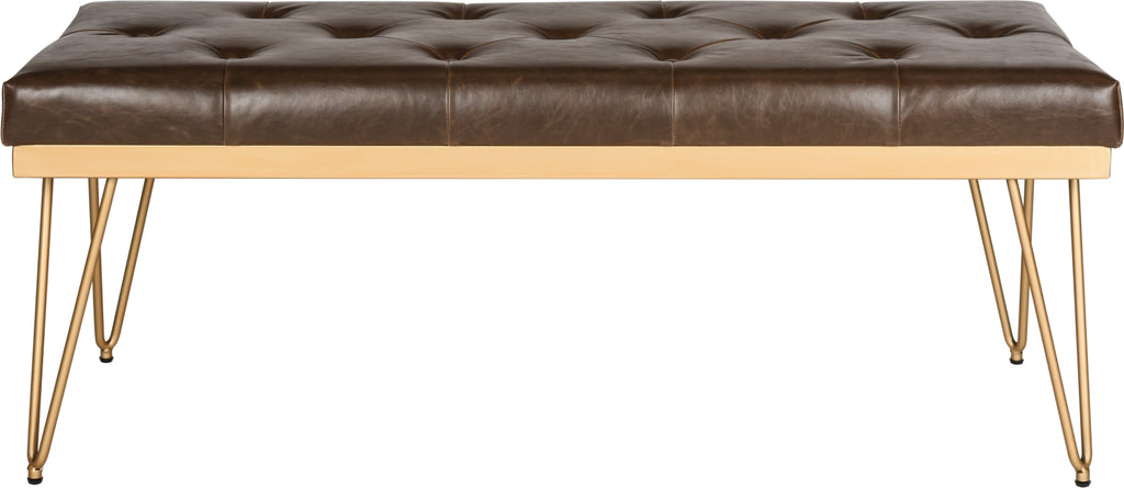 Safavieh Marcella Bench Brown and Gold Furniture main image