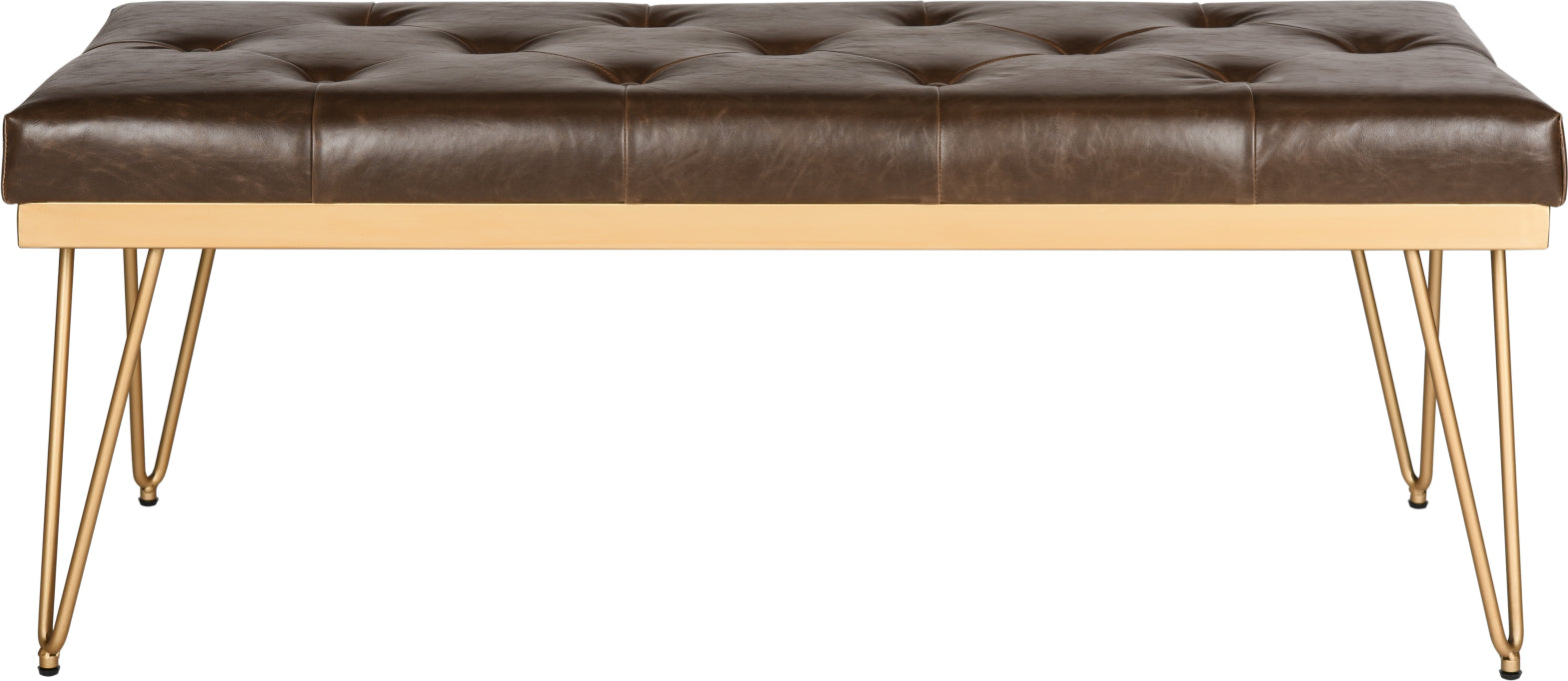 Safavieh Marcella Bench Brown and Gold Furniture main image