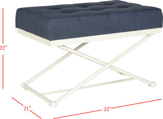 Safavieh Cara Bench Navy and Cream Furniture 