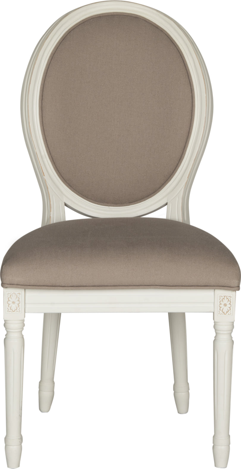 Safavieh Holloway 19''H French Brasserie Linen Oval Side Chair Taupe and Cream Furniture main image