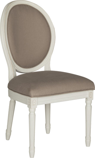 Safavieh Holloway 19''H French Brasserie Linen Oval Side Chair Taupe and Cream Furniture 