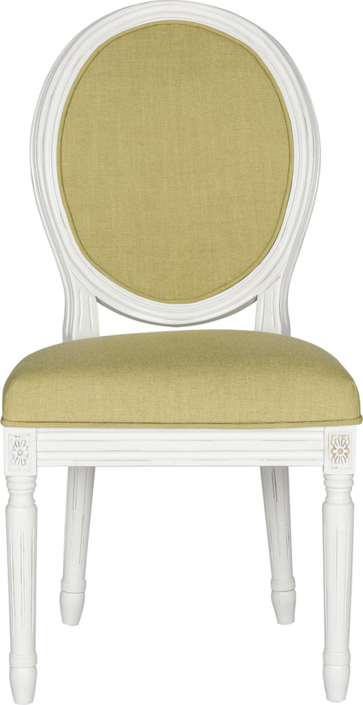 Safavieh Holloway 19''H French Brasserie Linen Oval Side Chair Spring Green and Cream Furniture main image