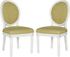 Safavieh Holloway 19''H French Brasserie Linen Oval Side Chair Spring Green and Cream Furniture 
