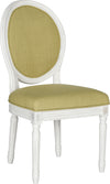 Safavieh Holloway 19''H French Brasserie Linen Oval Side Chair Spring Green and Cream Furniture 