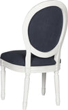 Safavieh Holloway 19''H French Brasserie Linen Oval Side Chair Navy and Cream Furniture 