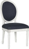 Safavieh Holloway 19''H French Brasserie Linen Oval Side Chair Navy and Cream Furniture 