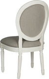 Safavieh Holloway 19''H French Brasserie Linen Oval Side Chair-Silver Nail Heads Light Grey and Cream Furniture 