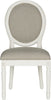 Safavieh Holloway 19''H French Brasserie Linen Oval Side Chair-Silver Nail Heads Light Grey and Cream Furniture main image